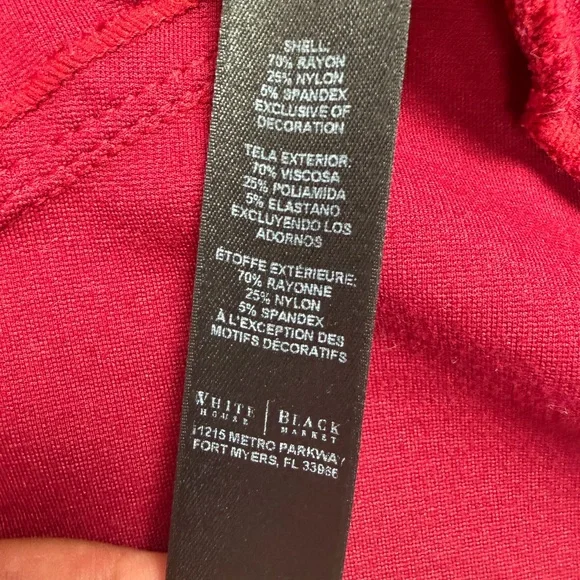 White House Black Market Womens Red Peplum Blazer Jacket Size 10 Gold Button - Picture 16 of 16